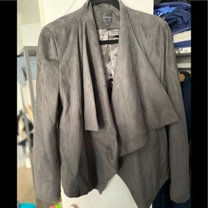 Express grey suede asymmetrical jacket